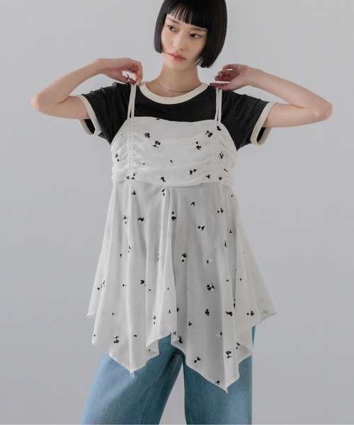 LOWRYS FARM（ローリーズファーム）の「ヨウリュウシシュウキャミチュニック　903513（シャツ/ブラウス・レディース・アイボリー/ブラック/ホワイト・FREE）」の22枚目の写真
