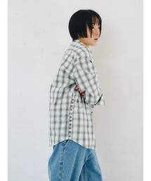 SIDE-OPEN CHECK SHIRT, MINT
