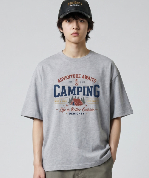 BEMIGHTY（ビーマイティー）の「キャンピングビンテージドローイングオーバーサイズ半袖Tシャツ[ブラック]（Tシャツ/カットソー・メンズ・その他・LARGE/X-LARGE/XX-LARGE）」の3枚目の写真