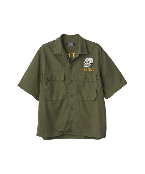 HYSTERIC GLAMOUR(ヒステリックグラマー)の「SNAKE&SKULL刺繍 ユーティリティシャツ(シャツ/ブラウス・メンズ・カーキ/ブラック・SMALL/MEDIUM/LARGE/X-LARGE)」の1枚目の写真