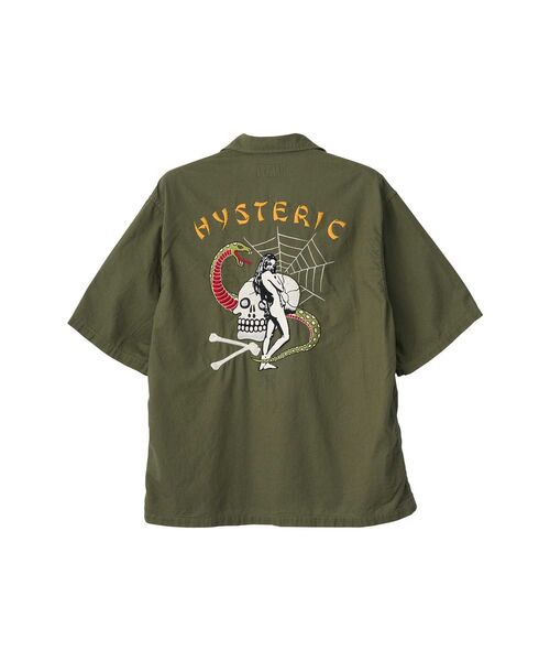 HYSTERIC GLAMOUR(ヒステリックグラマー)の「SNAKE&SKULL刺繍 ユーティリティシャツ(シャツ/ブラウス・メンズ・カーキ/ブラック・SMALL/MEDIUM/LARGE/X-LARGE)」の3枚目の写真