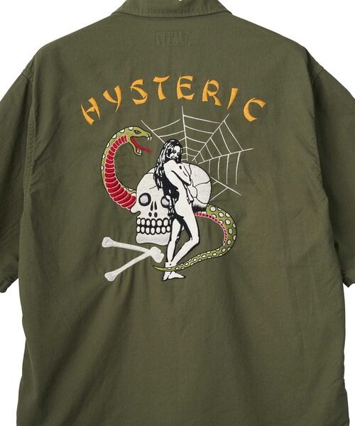 HYSTERIC GLAMOUR(ヒステリックグラマー)の「SNAKE&SKULL刺繍 ユーティリティシャツ(シャツ/ブラウス・メンズ・カーキ/ブラック・SMALL/MEDIUM/LARGE/X-LARGE)」の4枚目の写真