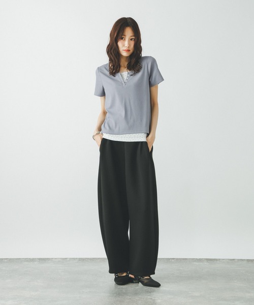 GLOBAL WORK(グローバルワーク)の「フェイクレイヤードヘンリープルオーバー/802017(Tシャツ/カットソー・レディース・チャコールグレー/サックスブルー系3/アイボリー・MEDIUM/LARGE)」の12枚目の写真