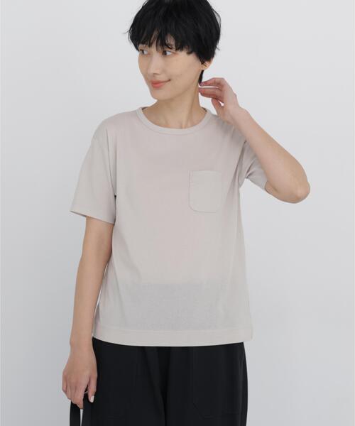human woman(ヒューマンウーマン)の「◆【吸水速乾】コンパクトポケットTシャツ(Tシャツ/カットソー・レディース・ブラウン系その他/ベージュ/ブラック・MEDIUM)」の11枚目の写真
