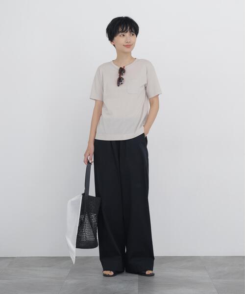 human woman(ヒューマンウーマン)の「◆【吸水速乾】コンパクトポケットTシャツ(Tシャツ/カットソー・レディース・ブラウン系その他/ベージュ/ブラック・MEDIUM)」の12枚目の写真
