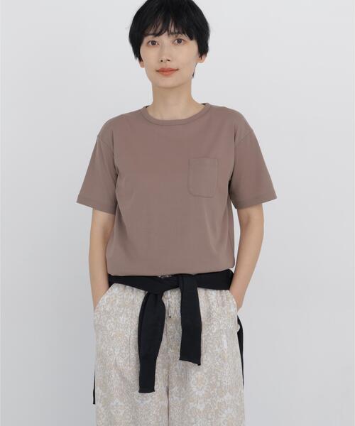 human woman(ヒューマンウーマン)の「◆【吸水速乾】コンパクトポケットTシャツ(Tシャツ/カットソー・レディース・ブラウン系その他/ベージュ/ブラック・MEDIUM)」の21枚目の写真