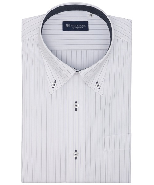 TOKYO SHIRTS(トウキョウシャツ)の「【吸水速乾】 形態安定ノンアイロン ボタンダウン 半袖ビジネスワイシャツ(ビジネスシャツ・メンズ・グレー・首回り39cm/首回り37cm/首回り41cm/首回り42cm/首回り43cm)」の1枚目の写真