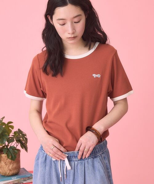 PENNEYS(ぺニーズ)の「【PENNEY'S】配色リンガーTシャツ(Tシャツ/カットソー・レディース・オレンジ/ブラウン・FREE)」の4枚目の写真