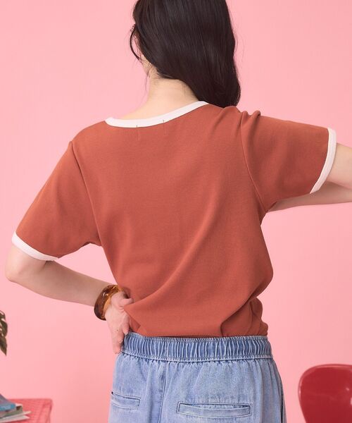 PENNEYS(ぺニーズ)の「【PENNEY'S】配色リンガーTシャツ(Tシャツ/カットソー・レディース・オレンジ/ブラウン・FREE)」の7枚目の写真