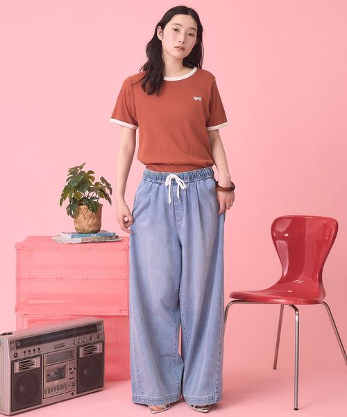 PENNEYS(ぺニーズ)の「【PENNEY'S】配色リンガーTシャツ(Tシャツ/カットソー・レディース・オレンジ/ブラウン・FREE)」の8枚目の写真