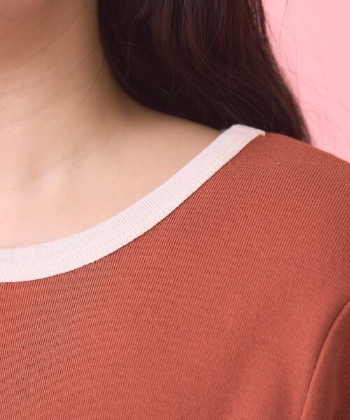 PENNEYS(ぺニーズ)の「【PENNEY'S】配色リンガーTシャツ(Tシャツ/カットソー・レディース・オレンジ/ブラウン・FREE)」の12枚目の写真