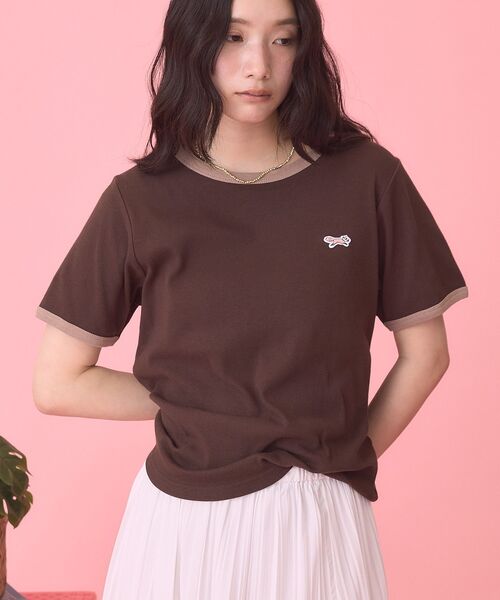 PENNEYS(ぺニーズ)の「【PENNEY'S】配色リンガーTシャツ(Tシャツ/カットソー・レディース・オレンジ/ブラウン・FREE)」の13枚目の写真