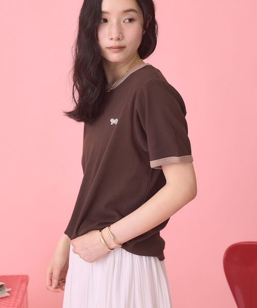 PENNEYS(ぺニーズ)の「【PENNEY'S】配色リンガーTシャツ(Tシャツ/カットソー・レディース・オレンジ/ブラウン・FREE)」の15枚目の写真