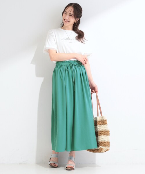 SHOO・LA・RUE（シューラルー）の「【着丈選べる/洗濯機可】外せるウエストリボン付き 主役になるフレアスカート（スカート・レディース・ネイビー/ブラック系6/レンガ/ブルーグリーン・11/00）」の14枚目の写真