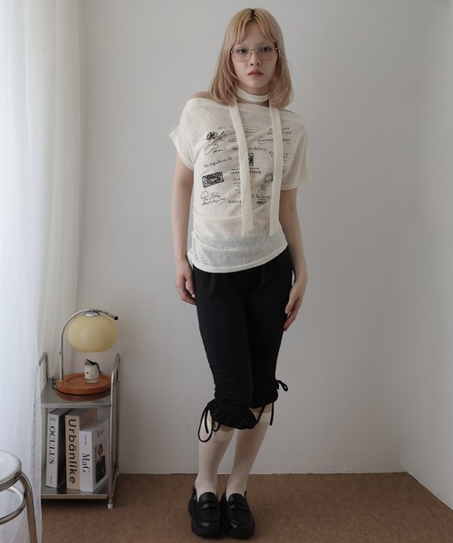 Ulysses(ユリシス)の「チョーカー付きオフショルロゴトップス(Tシャツ/カットソー・レディース・ホワイト/キャメル/グリーン・F)」の15枚目の写真