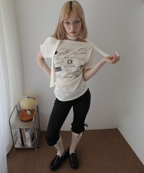 Ulysses(ユリシス)の「チョーカー付きオフショルロゴトップス(Tシャツ/カットソー・レディース・ホワイト/キャメル/グリーン・F)」の17枚目の写真