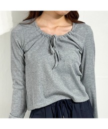 うるふわガール リブリボンカットソー ロングTシャツ