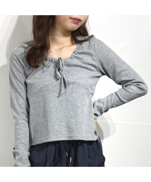 marcydorn（マーシードルン）の「うるふわガール リブリボンカットソー ロングTシャツ（Tシャツ/カットソー・レディース・ホワイト/ベージュ/グレー・S/M/L）」の21枚目の写真