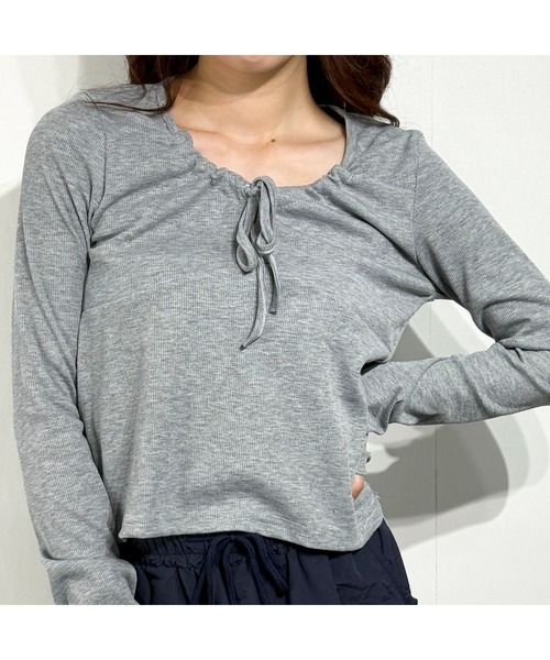 marcydorn（マーシードルン）の「うるふわガール リブリボンカットソー ロングTシャツ（Tシャツ/カットソー・レディース・ホワイト/ベージュ/グレー・S/M/L）」の14枚目の写真