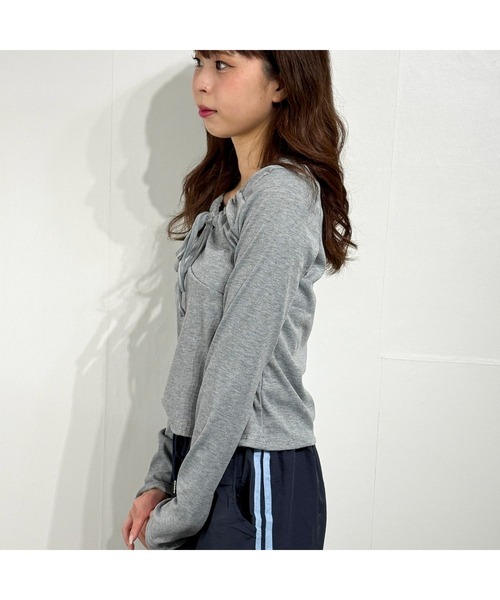 marcydorn（マーシードルン）の「うるふわガール リブリボンカットソー ロングTシャツ（Tシャツ/カットソー・レディース・ホワイト/ベージュ/グレー・S/M/L）」の10枚目の写真
