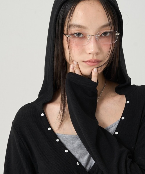 WHO'S WHO gallery(フーズフーギャラリー)の「スクエアリムレスメガネ(メガネ・レディース・シルバー・FREE)」の1枚目の写真