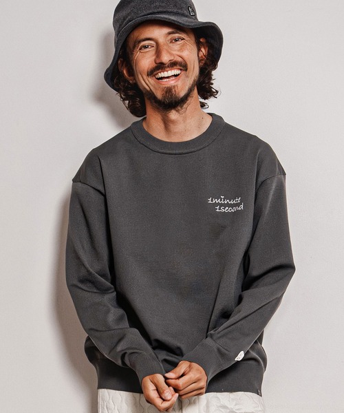 1minute 1second（ワンミニットワンセカンド）の「mn3266-cursive embroidery washable long sleeve knit ウォッシャブルニット(1M26A180)（ニット/セーター・メンズ・ブラック/チャコール・L/XL/S/M）」の20枚目の写真