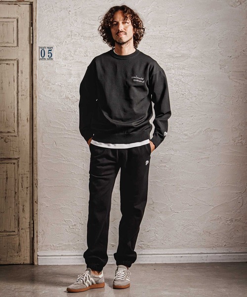 1minute 1second（ワンミニットワンセカンド）の「mn3266-cursive embroidery washable long sleeve knit ウォッシャブルニット(1M26A180)（ニット/セーター・メンズ・ブラック/チャコール・L/XL/S/M）」の16枚目の写真