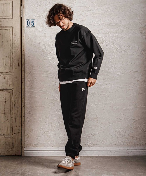 1minute 1second（ワンミニットワンセカンド）の「mn3266-cursive embroidery washable long sleeve knit ウォッシャブルニット(1M26A180)（ニット/セーター・メンズ・ブラック/チャコール・L/XL/S/M）」の17枚目の写真