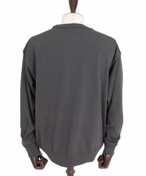 1minute 1second（ワンミニットワンセカンド）の「mn3266-cursive embroidery washable long sleeve knit ウォッシャブルニット(1M26A180)（ニット/セーター・メンズ・ブラック/チャコール・L/XL/S/M）」の10枚目の写真