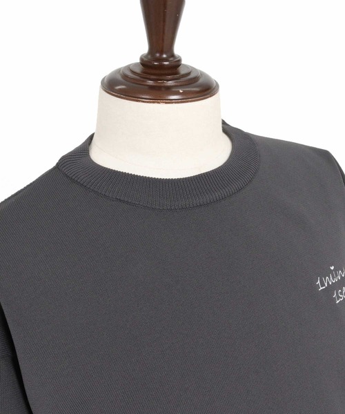 1minute 1second（ワンミニットワンセカンド）の「mn3266-cursive embroidery washable long sleeve knit ウォッシャブルニット(1M26A180)（ニット/セーター・メンズ・ブラック/チャコール・L/XL/S/M）」の11枚目の写真