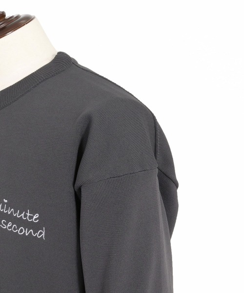 1minute 1second（ワンミニットワンセカンド）の「mn3266-cursive embroidery washable long sleeve knit ウォッシャブルニット(1M26A180)（ニット/セーター・メンズ・ブラック/チャコール・L/XL/S/M）」の12枚目の写真