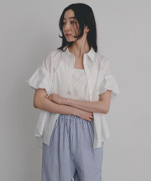 SENSE OF PLACE by URBAN RESEARCH（センスオブプレイスバイアーバンリサーチ）の「バルーンスリーブオーバーシャツ（シャツ/ブラウス・レディース・オフホワイト/ライトブルー/チャコールグレー・ONE）」の11枚目の写真