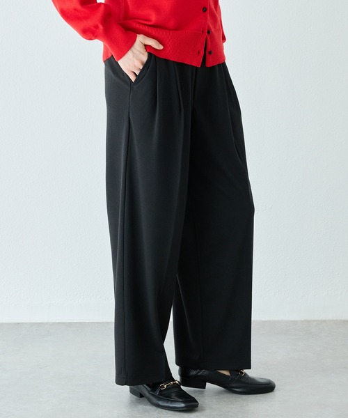 LAVEANGE(ラビアンジェ)の「ストレッチカットソータックワイドパンツ|ウエストゴム/きちんと見え/きれいめ /イージーパンツ(その他パンツ・レディース・チャコールグレー/ブラック・3L/LL/M/5L/4L)」の20枚目の写真