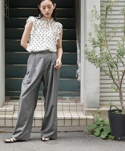mili an deni(ミリアンデニ)の「ノースリーブドットシアーブラウス(シャツ/ブラウス・レディース・オフホワイト/ブラウン/ブラック・M)」の8枚目の写真