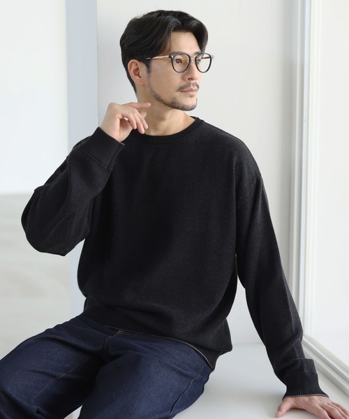 SPU（スプ）の「【形態安定性、抗ピリング、ウォッシャブル】PBT機能糸2wayリバーシブルクルーネックニット（ニット/セーター・メンズ・ネイビー/ブラック/ブラウン/杢グレー・XL/S/M/L）」の5枚目の写真