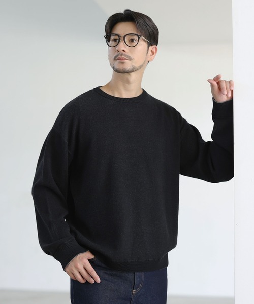 SPU（スプ）の「【形態安定性、抗ピリング、ウォッシャブル】PBT機能糸2wayリバーシブルクルーネックニット（ニット/セーター・メンズ・ネイビー/ブラック/ブラウン/杢グレー・XL/S/M/L）」の6枚目の写真