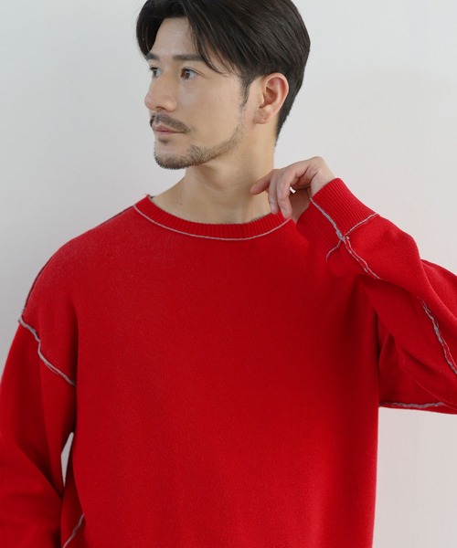 SPU（スプ）の「【形態安定性、抗ピリング、ウォッシャブル】PBT機能糸2wayリバーシブルクルーネックニット（ニット/セーター・メンズ・ネイビー/ブラック/ブラウン/杢グレー・XL/S/M/L）」の14枚目の写真