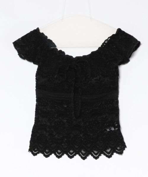 Ritzy(リッツィー)の「2wayオフショルダー フロントリボン 総レース トップス(Tシャツ/カットソー・レディース・ブラック/ホワイト・FREE)」の15枚目の写真