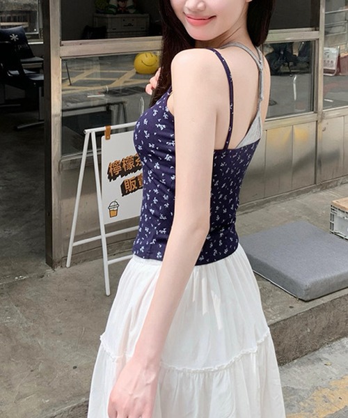 HALEY PESCA(ヘーリーペスカ)の「HALEY PESCA/フェイクレイヤードキャミ(キャミソール・レディース・ネイビー/グレー/アイボリー/ブラック・FREE)」の13枚目の写真