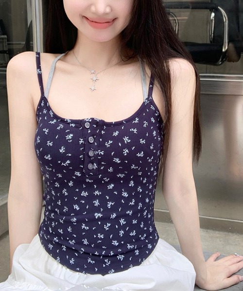 HALEY PESCA(ヘーリーペスカ)の「HALEY PESCA/フェイクレイヤードキャミ(キャミソール・レディース・ネイビー/グレー/アイボリー/ブラック・FREE)」の14枚目の写真