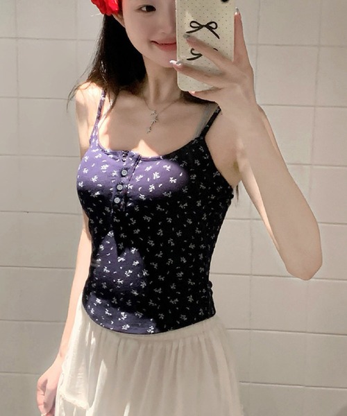 HALEY PESCA(ヘーリーペスカ)の「HALEY PESCA/フェイクレイヤードキャミ(キャミソール・レディース・ネイビー/グレー/アイボリー/ブラック・FREE)」の15枚目の写真