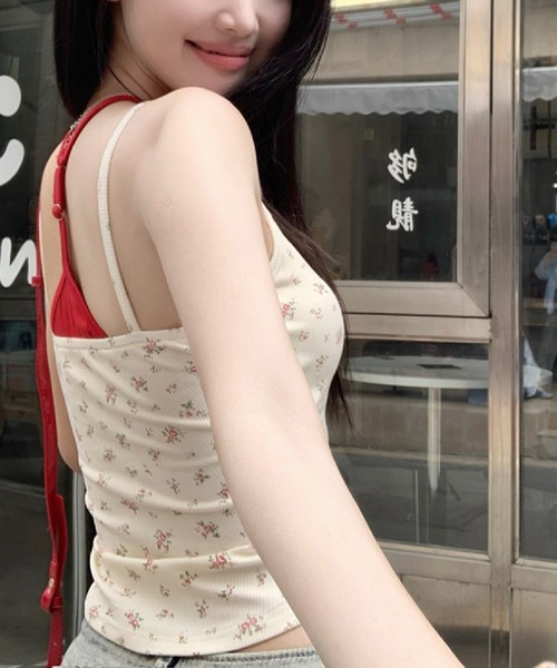 HALEY PESCA(ヘーリーペスカ)の「HALEY PESCA/フェイクレイヤードキャミ(キャミソール・レディース・ネイビー/グレー/アイボリー/ブラック・FREE)」の6枚目の写真