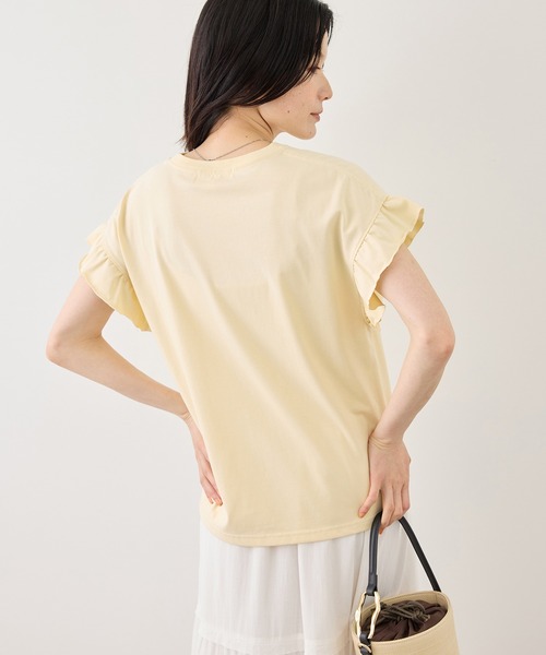 ROPE' PICNIC（ロペピクニック）の「フリルスリーブロゴTシャツ/接触冷感・汗染み防止（Tシャツ/カットソー・レディース・チャコールグレー/クリーム/オフホワイト・FREE）」の8枚目の写真