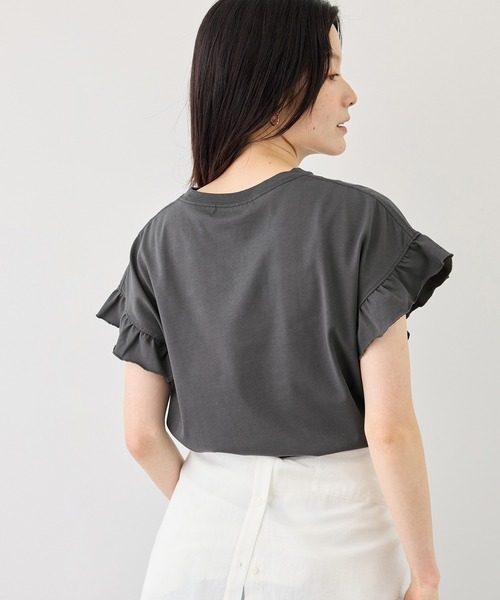 ROPE' PICNIC（ロペピクニック）の「フリルスリーブロゴTシャツ/接触冷感・汗染み防止（Tシャツ/カットソー・レディース・チャコールグレー/クリーム/オフホワイト・FREE）」の17枚目の写真
