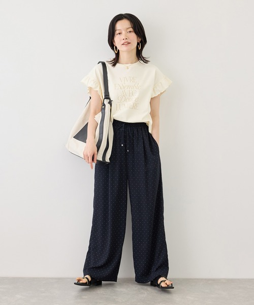 ROPE' PICNIC（ロペピクニック）の「フリルスリーブロゴTシャツ/接触冷感・汗染み防止（Tシャツ/カットソー・レディース・チャコールグレー/クリーム/オフホワイト・FREE）」の21枚目の写真