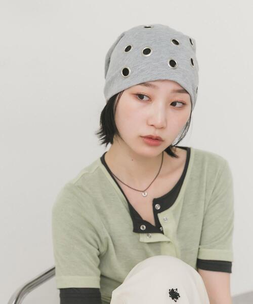 SMELLY(スメリー)の「ハトメビーニー(ニットキャップ/ビーニー・レディース・グレー/ブラック・-)」の14枚目の写真