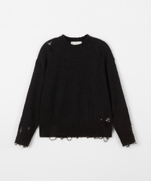 Damage knit top / BLACK