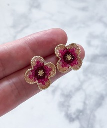 YU-KA:フラワービーズピアス Flower bead earrings