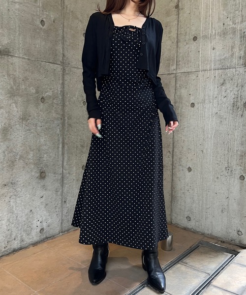 ROGER AND RAW（ロジャーアンドロウ）の「[2点セット]カーディガン付きドットロングワンピース（ワンピース・レディース・アイボリー/ブラック/グレー・FREE）」の4枚目の写真