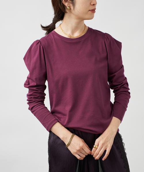 VERMEIL par iena（ヴェルメイユパーイエナ）の「ギャザースリーブプルオーバー（Tシャツ/カットソー・レディース・ボルドー/ブラック/チャコールグレー・FREE）」の21枚目の写真